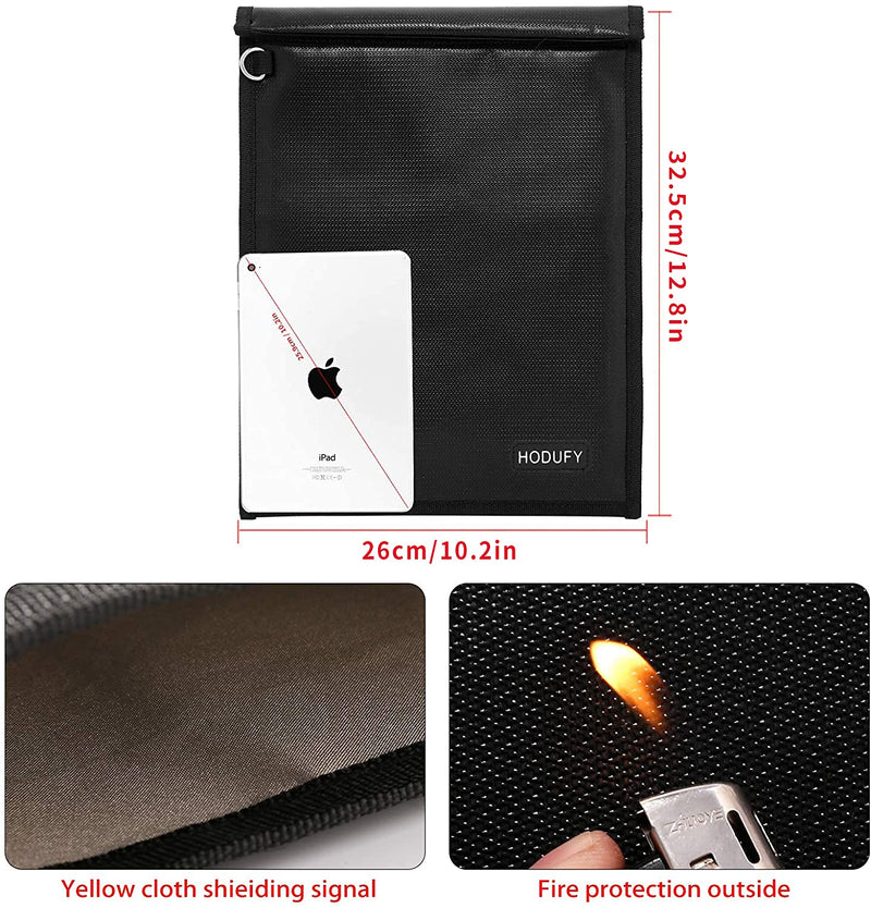 Faraday Bag (15 x 10 inches), Faraday Cage, Cell Phone Signal Jammer, Faraday Key Fob Protector, RFID Faraday Pouch Signal Blocker Anti-Theft Pouch, Anti-Hacking Case Blocker (Black) Black
