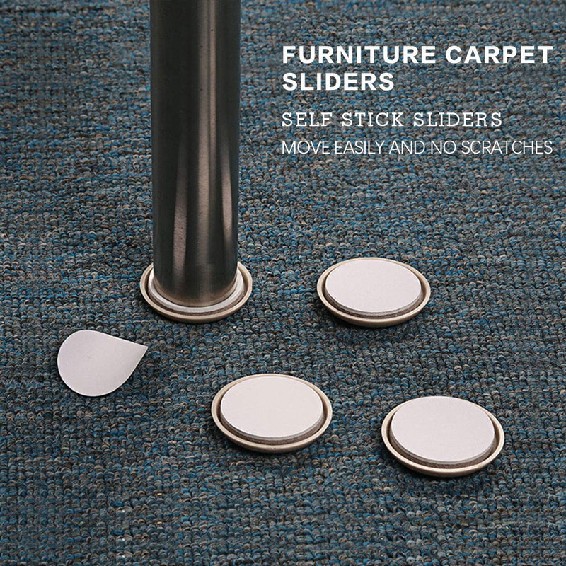 24 PCS Self-Stick Furniture Sliders,1 Inch Furniture Glides for Carpet,Furniture Moving Pads for Furniture-Adhesive Carpet Sliders 1 inch Round