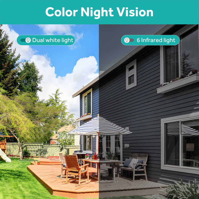 4MP Solar Security Camera Outdoor, 5G&2.4GHz Wireless Rechargeable Battery Cam with Spotlight/Siren, AI Human Detection, Color Night Vision, 2-Way Audio, IP65 Waterproof, Alexa,No Power Needed