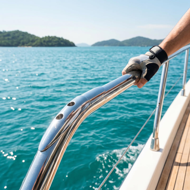 Aramox 2pcs 316 Stainless Steel Handrail End Boat Rail End, Railing Mount Boat Handrail, Handrail Accessory for Marine Boat 7/8in Tube