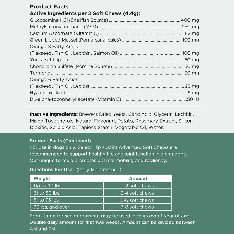 Chew + Heal Labs Glucosamine for Dogs Hip and Joint Supplement - 60 Senior Dogs Mobility Soft Chews - Made with Glucosamine, MSM, Chondroitin, Green Lipped Mussels and More - Made in The USA Chicken 60 Count