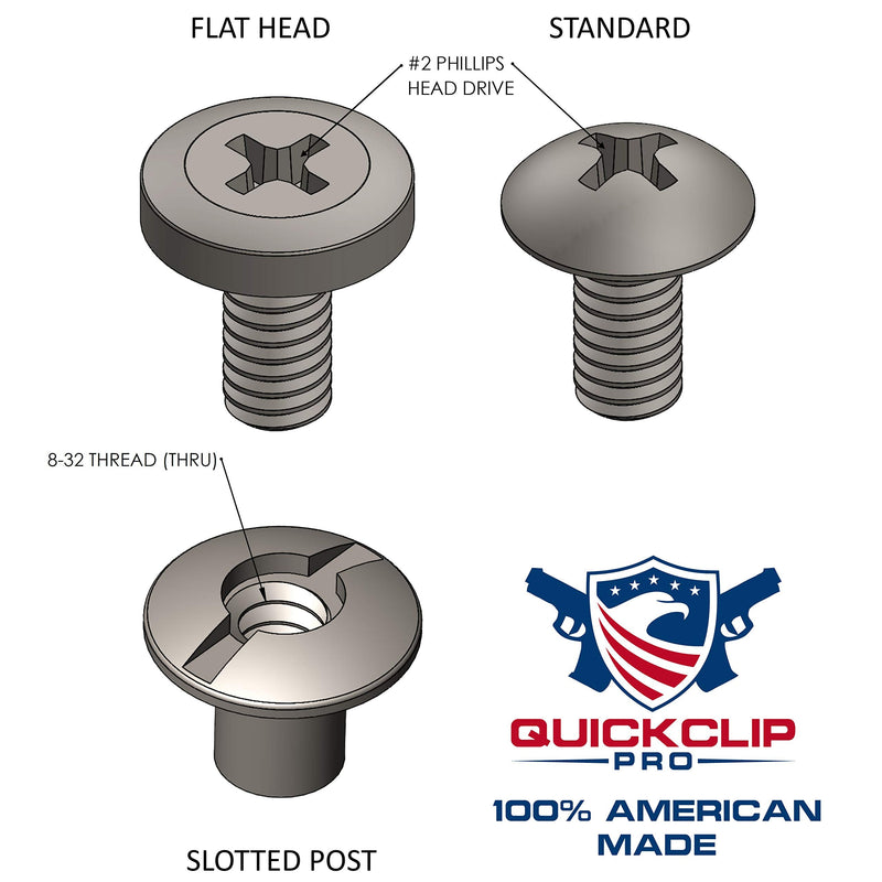 1/8" Black Chicago Screws & Binding Posts Fasteners for Leather Straps/Belts, Kydex Holster/Sheath Repair or Rivet Parts Replacement, Thru Hole Open Slot Design. Made in USA 10 Pack Standard Head