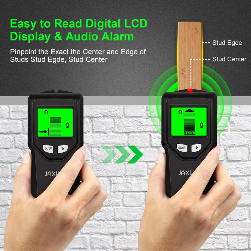 Stud Finder Wall Scanner - 5 in 1 Stud Finder Tool w/Smart Chip and HD LCD Display, Stud Detector Beam Finders for the Center and Edge of Wood AC Wire Metal Studs Joist Pipe (black Seaweed)