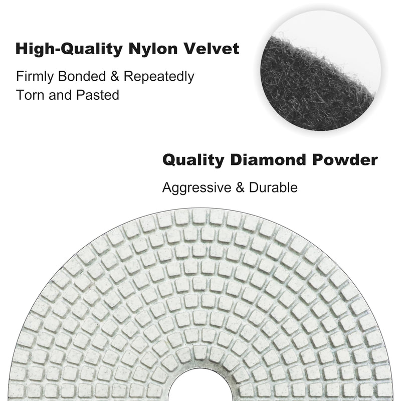 9 PCS 6 Inch Diamond Polishing Pads Kit Wet/Dry 50-10000 Grit for Concrete,Stone Edge,Granite,Tile,Marble,Rock,Countertop,Quartz,for Drill Grinder Polisher
