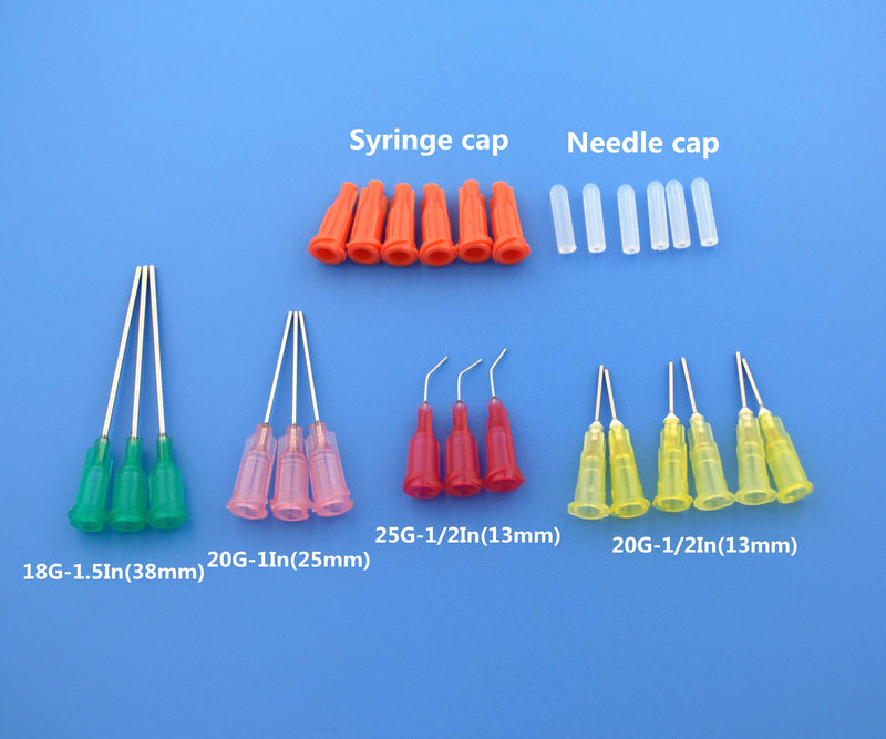 6Pcs Injection Squeeze Bottle with 15Pcs Dispensing Needles and 12Pcs Cap (30ml+50ml)