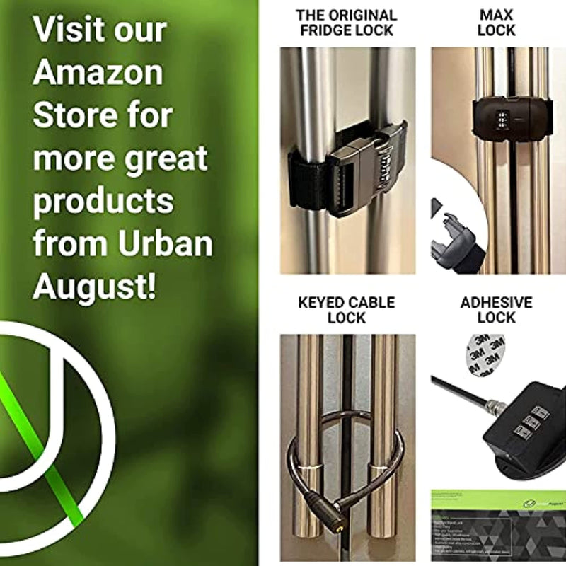 Urban August French Door Refrigerator Lock, Black, Combination Lock, Passcode Unlock Two pack
