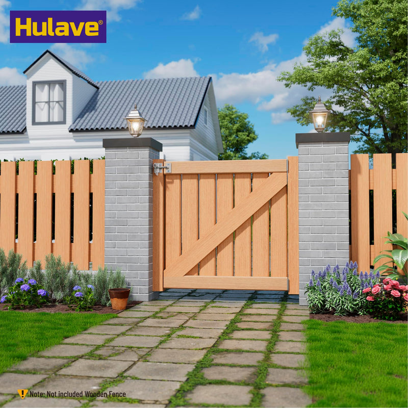 Hulave 304 Stainless Steel Fence Gate Latch, Self-Locking Gravity Gate Latch, Heavy Duty Privacy Gate Latch for Wooden Fence, Metal Gate & Vinyl Fence Gate Hardware (Silver) Silver