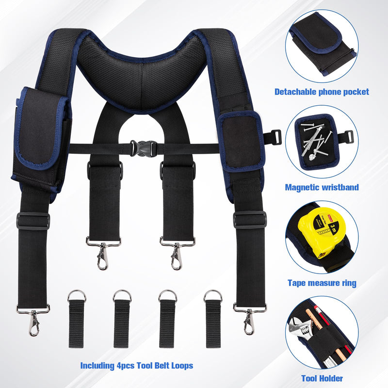 Tool Belt Suspenders, Work Belt Suspender Suitable for Construction Electrician Tool Belt with Adjustable Straps Black