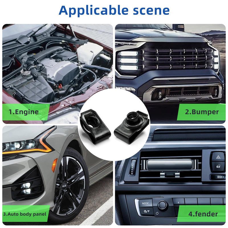 5/16"-18 U Clip On Nut, Black Extruded U Nuts Clip Carbon Steel, 15 Pcs U Style Fastener Clip for Automotive Dash Door Panel Interior(15 Pack) 5/16"-18(Black,15 pack)