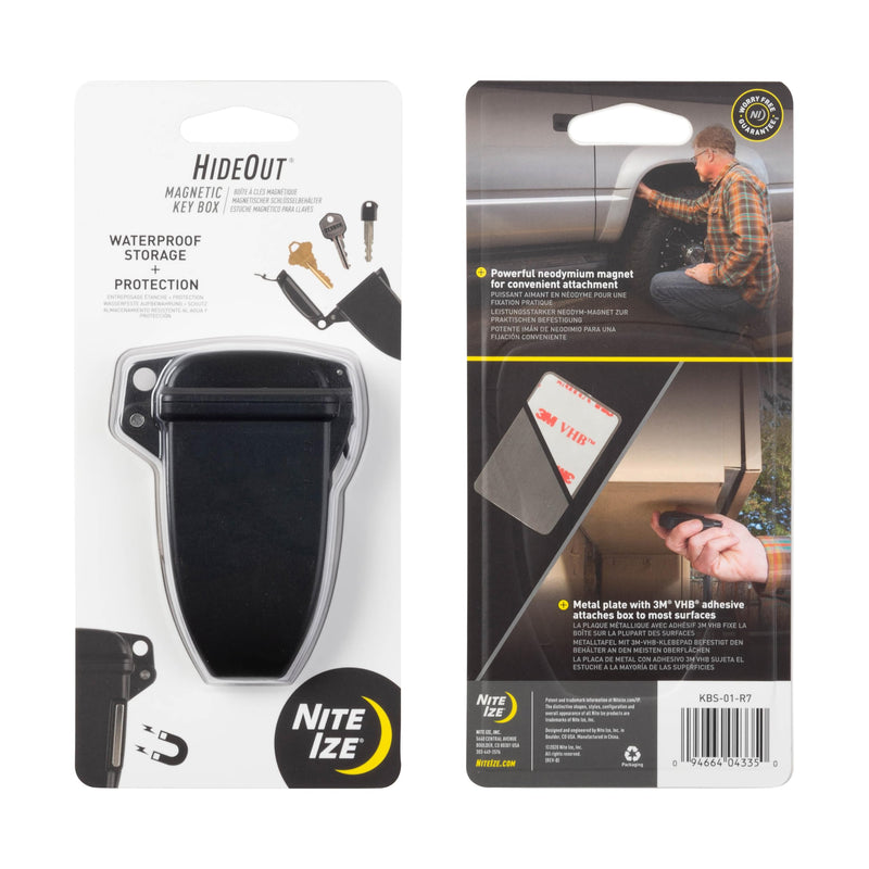 Nite Ize Hideout Magnetic Key Box - Waterproof Key Hider - Magnetic Key Holder & Box - Waterproof Key Storage for Spare Keys - Black, Large Large (Pack of 1)