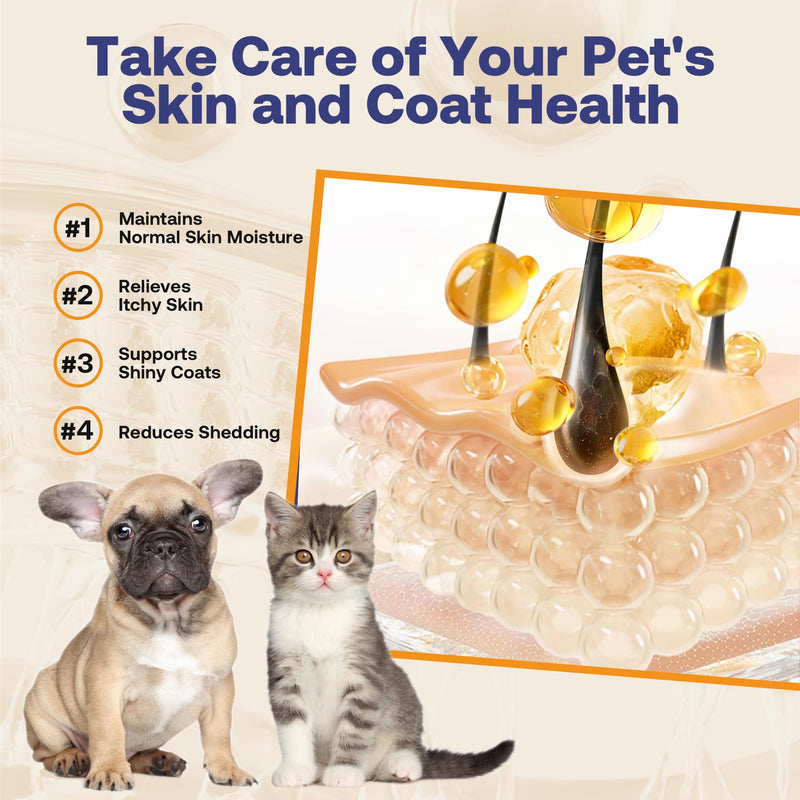 Wild Alaskan Salmon Oil for Dogs & Cats, Fish Oil Omega 3 Supplements with EPA & DHA for Skin & Coat, Immune, Brain, Joint and Heart Health, Dog & Cat Fish Oil Supplements with Pump- 8 oz 8 Fl Oz