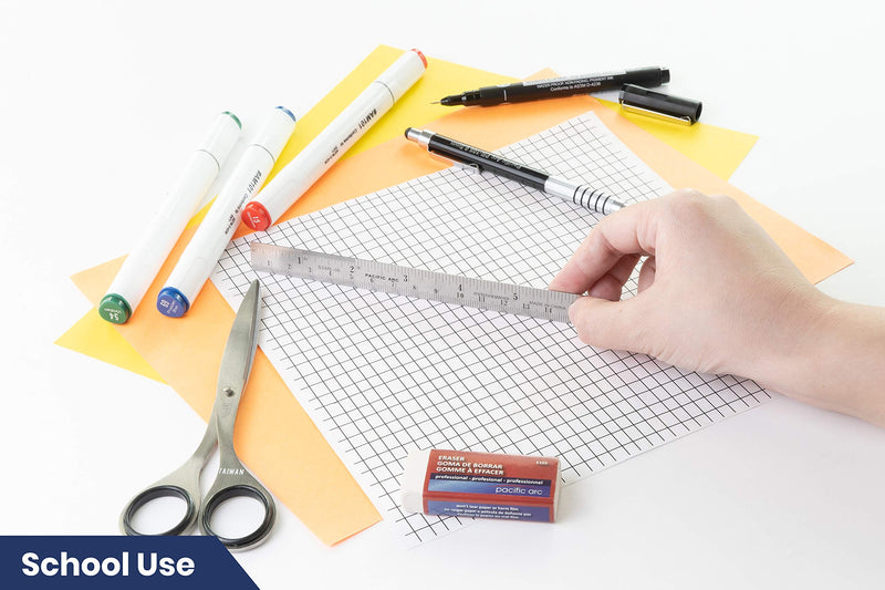Pacific Arc 6 Inch Stainless Steel Ruler with Inch/Metric Conversion Table 6 In - NewNest Australia