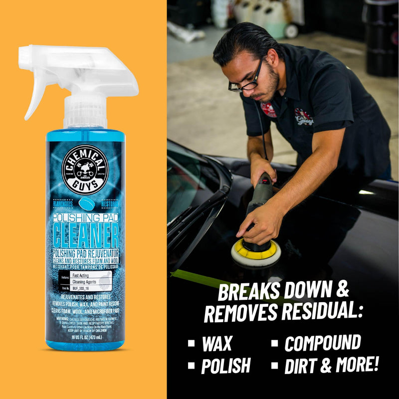 Chemical Guys 5.5" Buffing Pad Sampler Kit - 4 Piece Detailing Set with 3 Professional Foam Car Polishing Pads & 16 oz Polishing Cleaner, for Dual Action and Rotary Polishers Using 5" Backing Plates 5.5"