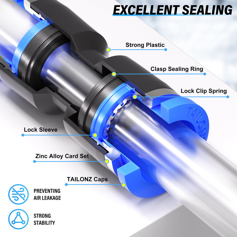 TAILONZ PNEUMATIC 60 pcs Straight Push Connectors Plastic Quick Release Connectors Air Line Fittings for 1/8 5/32 1/4 5/16 3/8 1/2Tube (2 Way) 1/8"/5/32"/1/4"/5/16"/3/8"/1/2"OD