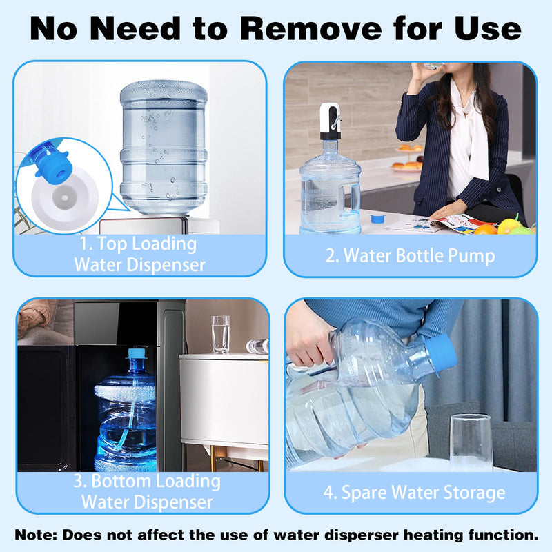U-Goforst [4 PCS] 3 & 5 Gallon Water Jug Cap - 55mm Food Grade Silicone Reusable Bottle Cover for Standard/Screw/Crown Tops, Dispenser Replacement Lids, Non Spill & Leak Free 4 Pack 4 PCS