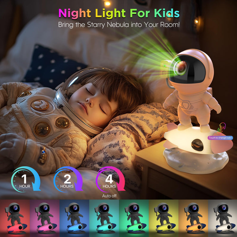 Astronaut Galaxy Projector for Bedroom, Star Projector Galaxy Light with App & Remote Control, White Noises, Bluetooth Speaker, Rocket Night Light for Kids, Ceiling, Gifts, Room Decor Pink