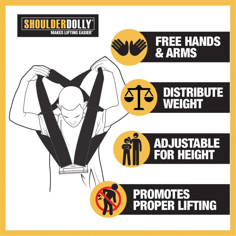 Shoulder Dolly Moving Straps - Lifting Strap for 2 Movers - Move, Lift, Carry, And Secure Furniture, Appliances, Heavy, Bulky Objects Safely, Efficiently, More Easily Like The Pros - LD1000 1 Pack