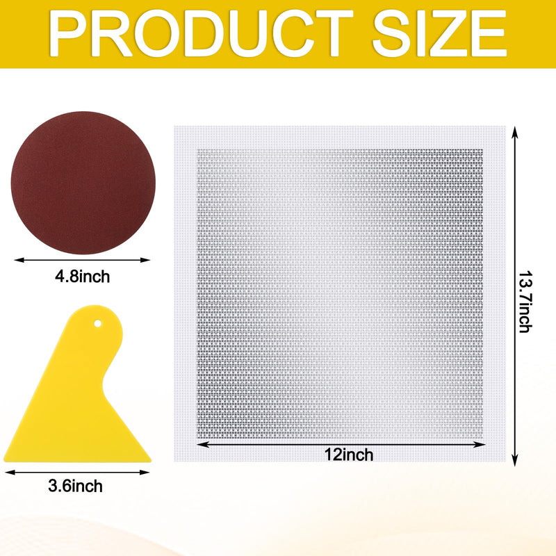 4 Pcs 12x12 Inch Drywall Repair Kit Self Adhesive Mesh Drywall Repair Patch Set with Sanding Pads and Scraper Heavy Duty Metal Aluminum Dry Hole Patch Tools for Large Hole Wall Ceiling Tool 12 x12" 4