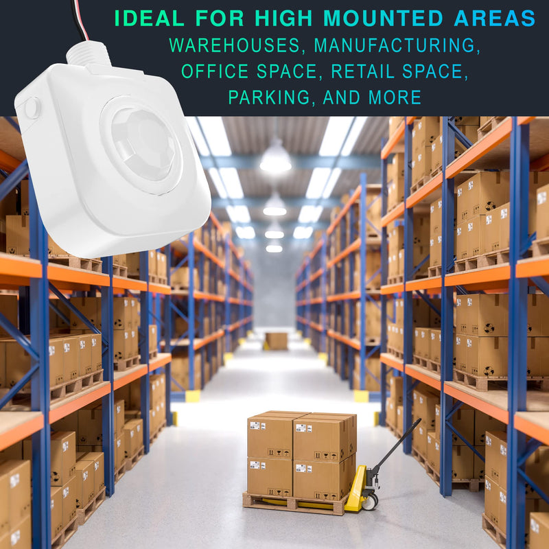 Single Pack Ceiling Occupancy Motion Sensor, Passive Infrared Technology, High Bay Fixture Mount 360 Degree, Hard-Wired, 120-277 VAC, Commercial, Industrial Grade Occupancy Sensor 1