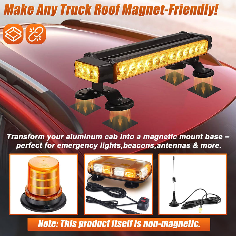 Self-Adhesive Magnetic Mount Pad for Aluminum Cabs, 8 Count, Ideal for Magnetic Light Mounts, for Light Bars, Strobe Beacons, Spot Lights with High-Tack 3M Adhesive and affixed, 8895404