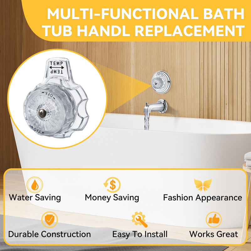 Dreyoo 1 Set Compatible with MXT11 Temperature and Volume Handles Compatible with Mixet Tub and Shower Knob Replacement Shower Volume Control Handle Bathtub Temperature Control (Clear Acrylic) Clear Acrylic
