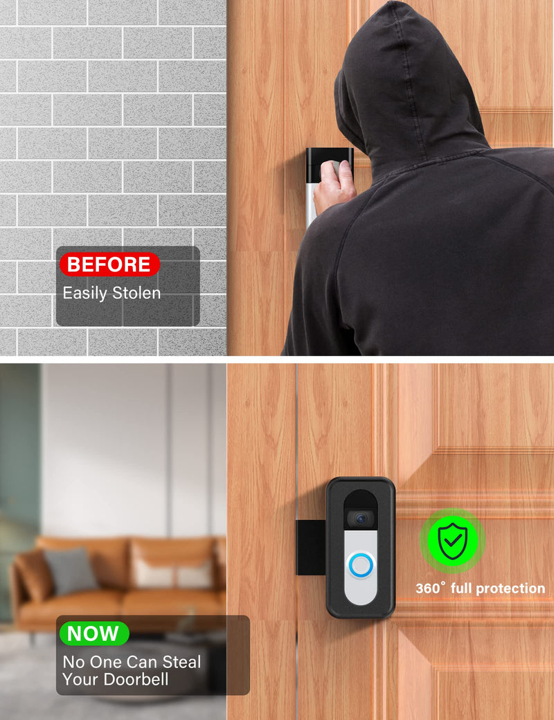 Anti-Theft Video Doorbell Mount, No-Drill Mounting Bracket for Apartment Renters Home Office Room, Fit for Most Kind Brand of Video Bell (Easy to Install)