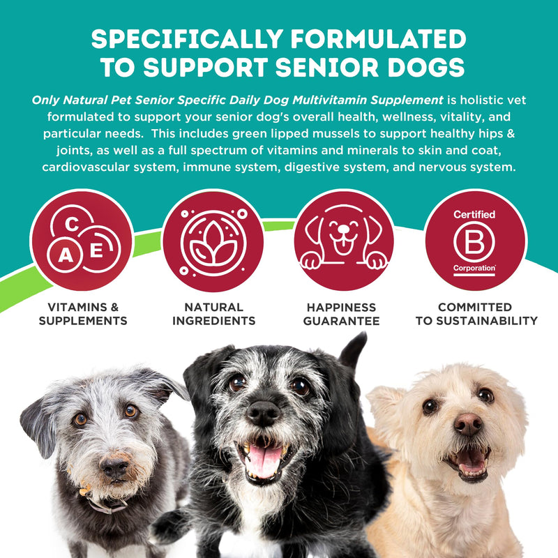 Only Natural Pet Senior Ultimate Daily Canine Vitamin Supplement for Dogs Complete Holistic Health Support - Made in USA, 5.3 oz Turkey Flavored Powder 5.3 Ounce (Pack of 1) - PawsPlanet Australia