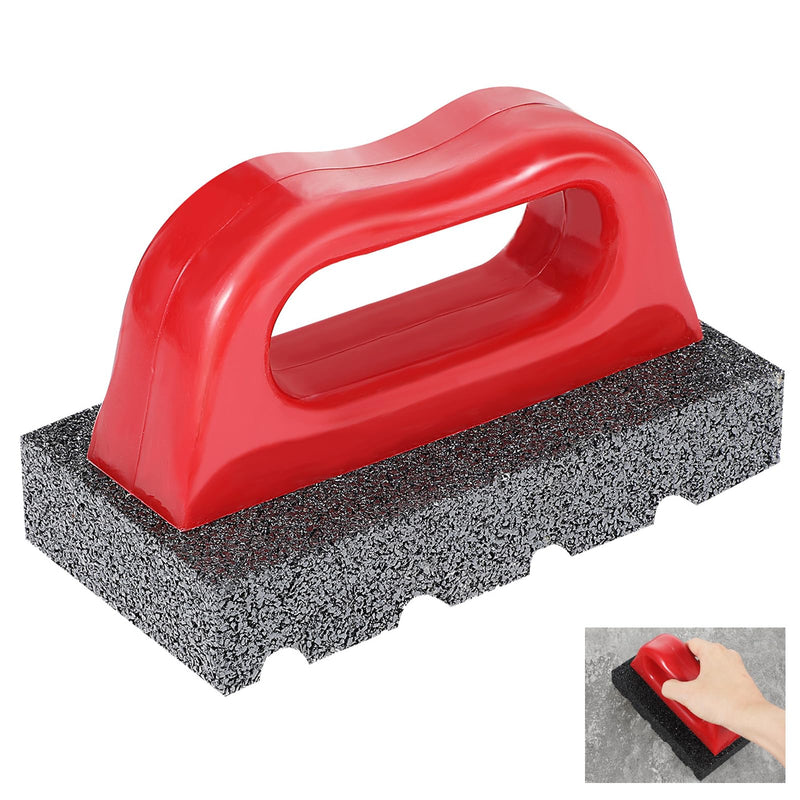 Red Rub Brick with Handle, Fluted 20-Grit Carbofrax Surface Concrete Tools Masonry Tools Smoothing Cleaning Removing Marks Tool (1 Pcs) 1 Pcs