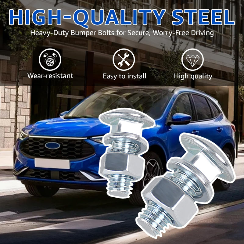 Chrome Bumper Bolts Kit Carriage Bolts Compatible with Ford F-Series Trucks 7/16-14x1-1/4 – Capped Round Head Hardware with Hex Nuts & Lock Washers for Ford Trucks Front Rear Bumper (8PCS) 8PCS