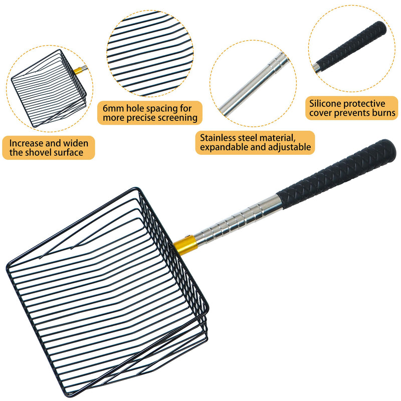 Hollow Out Fireplace Shovel Black Metal Coal Shovel Fireplace Ash Sifter