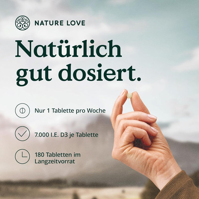 Vitamin D3 7000 Iu - 180 Tablets - The Sunshine Vitamin As A Weekly Depot - High Dosage, Without Unnecessary Additives - Produced In Germany & Laboratory Tested - NewNest Australia