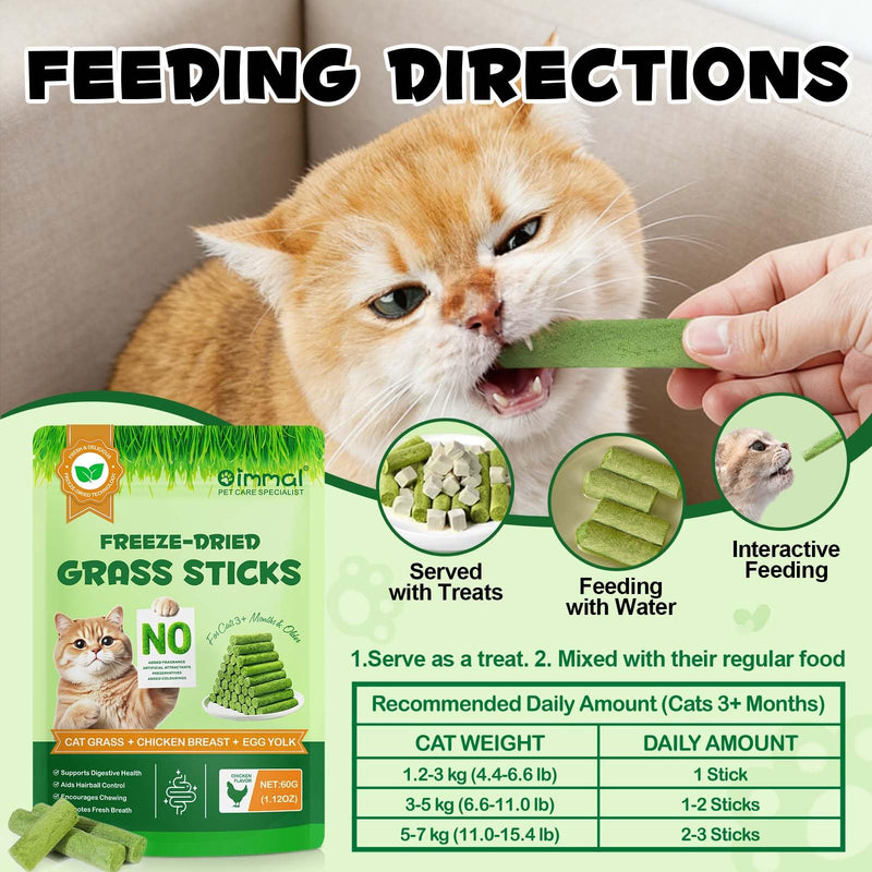 Cat Grass Treats & Cat Dental Treats for Indoor Cats, Made with Feline Grass & Chicken Breast, Healthy Temptation Cats Treat for Training, Snacking & Dental Care, Natural Kitten & Adult Kitty Biscuits