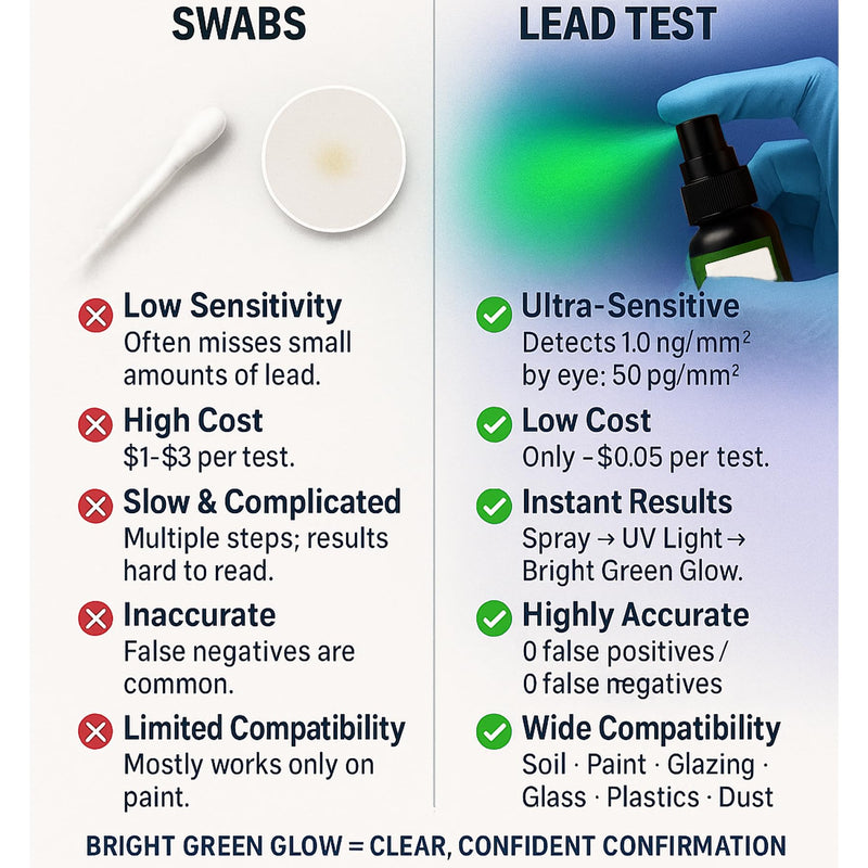 Lead Test Kit – Fast Lead Detection for Dishes, Paint & Toys, Includes Non-Lead Reference Card & UV-Protection Gloves, 1 Bottle Test Liquid + Free Lab Tests, Accurate & Easy Home Use Single Bottle – Dropper