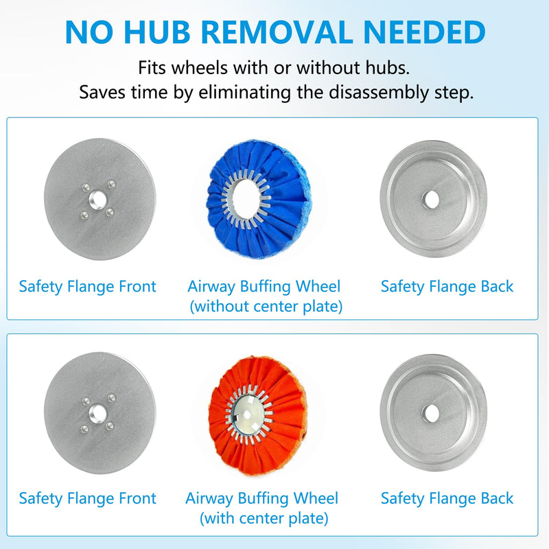 Aluminum Safety Flange Kit for Airway Buffing & Polishing Wheels, Quick Insertable Safety Flange Kit fits 3" Center Plate Airway Buffing Wheels & 5/8" Arbor Hole Model A