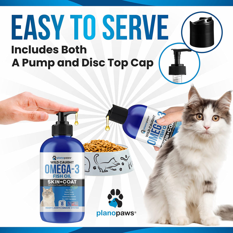 Omega 3 Fish Oil for Cats - Better Than Salmon Oil for Cats - Kitten + Cat Vitamins and Supplements - Cat Health Supplies - Cat Dandruff Treatment - Liquid Fish Oil for Pets - Cat Shedding Products - PawsPlanet Australia
