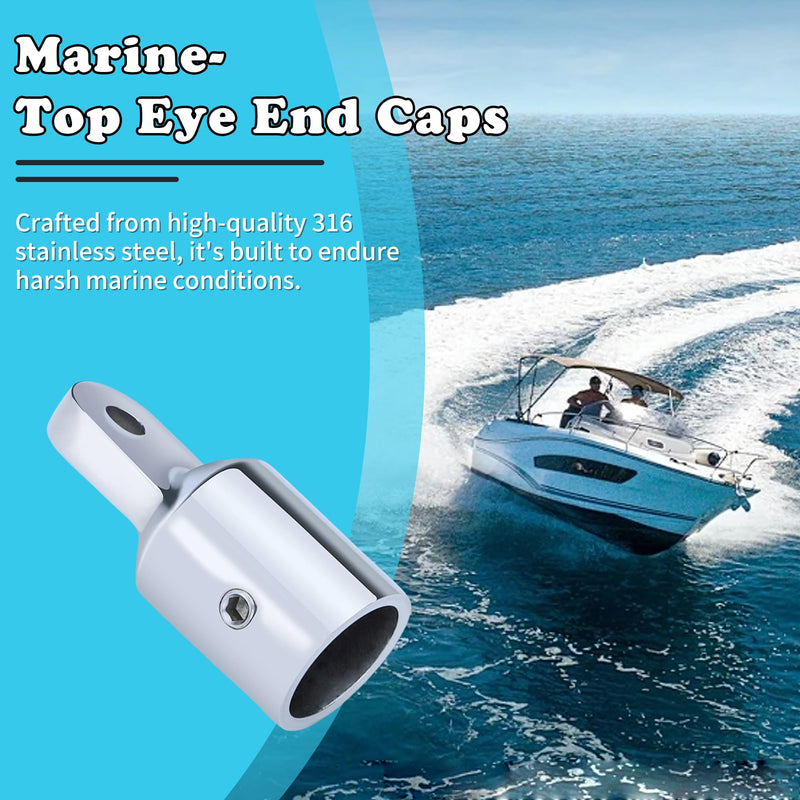316 Stainless Steel Bimini Top Eye End Caps – Marine-Grade Heavy Duty Fittings for 1" OD Tubes – Includes L Shape Hex Key – 2-Pack 1"(2Pack)