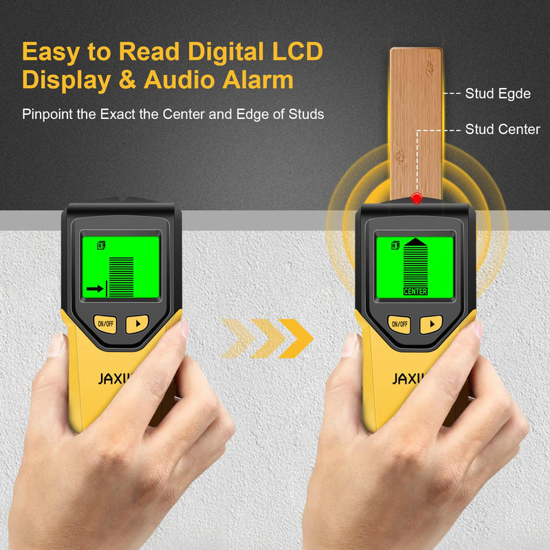 Stud Finder Wall Scanner - 5 in 1 Stud Finder Tool w/Smart Chip and HD LCD Display, Stud Detector Beam Finders for the Center and Edge of Wood AC Wire Metal Studs Joist Pipe (Buttercup) Buttercup
