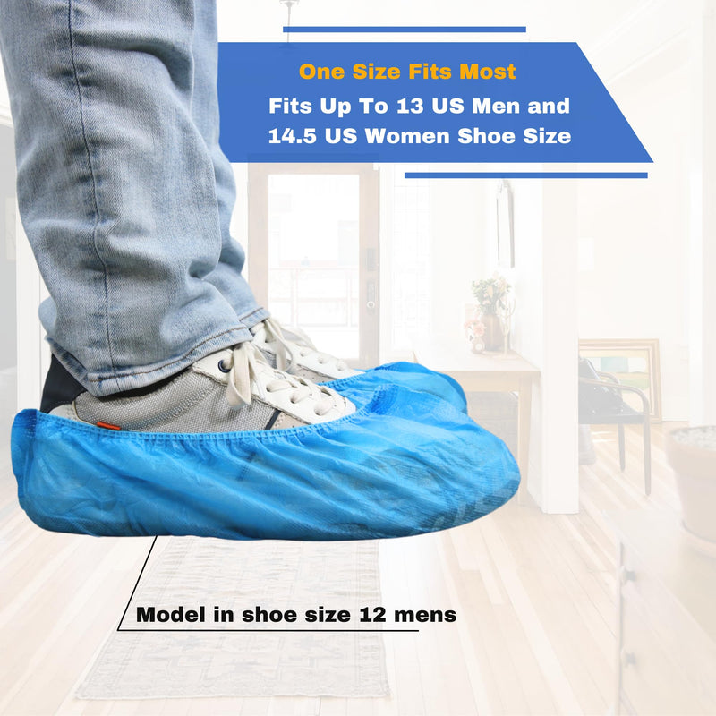 Frontline Disposable Shoe Covers Non-Slip – Premium Non-Woven, Durable, Booties Shoe Protectors – Water Resistant Thick Anti-Slip - One Size Fits Most, Indoor Use (100 Pack) 100 Pack