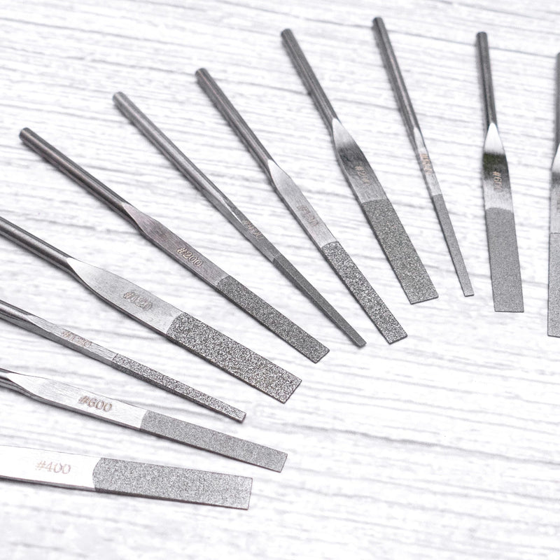 MIRACLE 12-Piece Diamond Taper File Set – Multi-Grit (120/200/400/600) – Precision Files for Metal, Glass, Ceramic, Nail – Fit Pneumatic, Electric & Ultrasonic Tools or Ø3mm Collet Handle