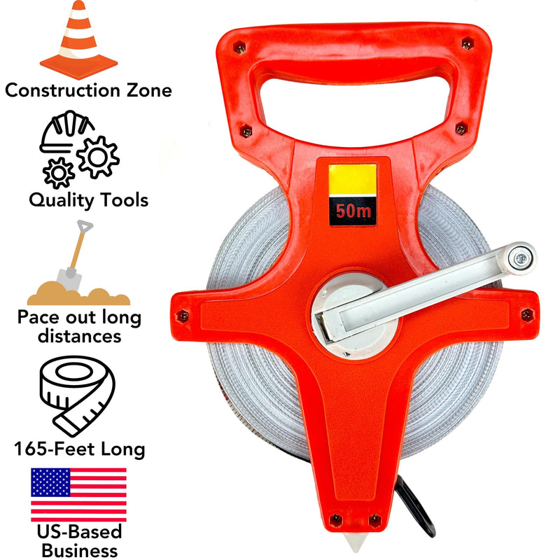 Reel Tape Measure, 55 Yards, Orange