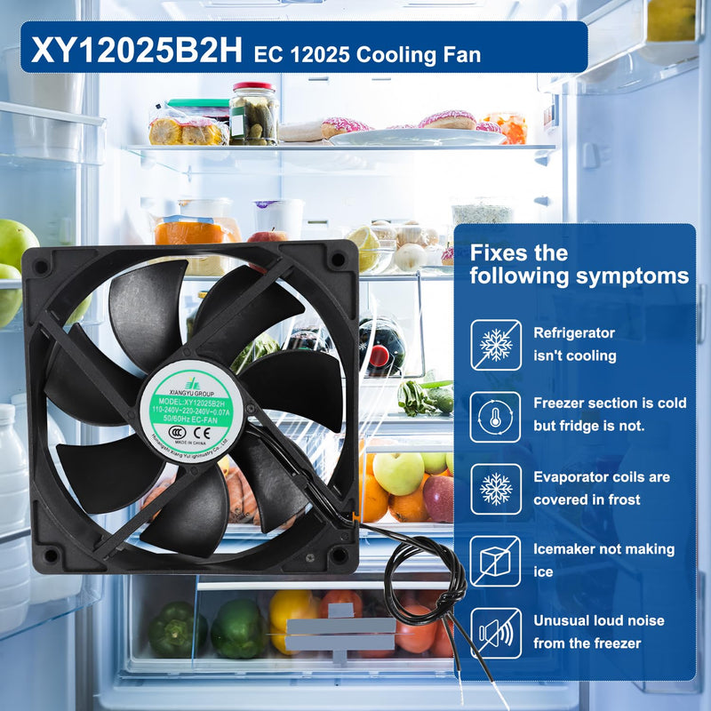 XY12025B2H EC 12025 Cooling Fan, XY-12025B2H 110-240V~220-240V 0.07A Boosting High Air Volume Cabinet Case Fan Replacement Parts, 50/60Hz, Size: 120×120×25mm 2PCS 2