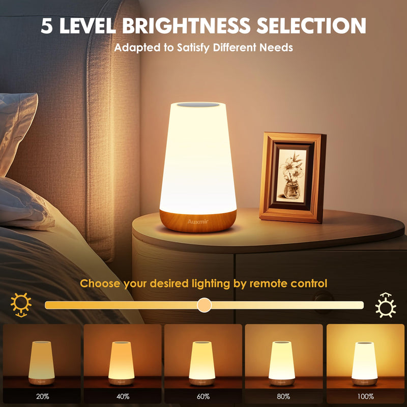 LED Night Light Bedside Lamp Touch and Remote Control Dimmable Tabletop 13 Colors Changing 5 Brightness Adjustable Rechargeable Portable Lamp for Baby Kids Bedroom Living Room Outdoor Camping A - Light Brown
