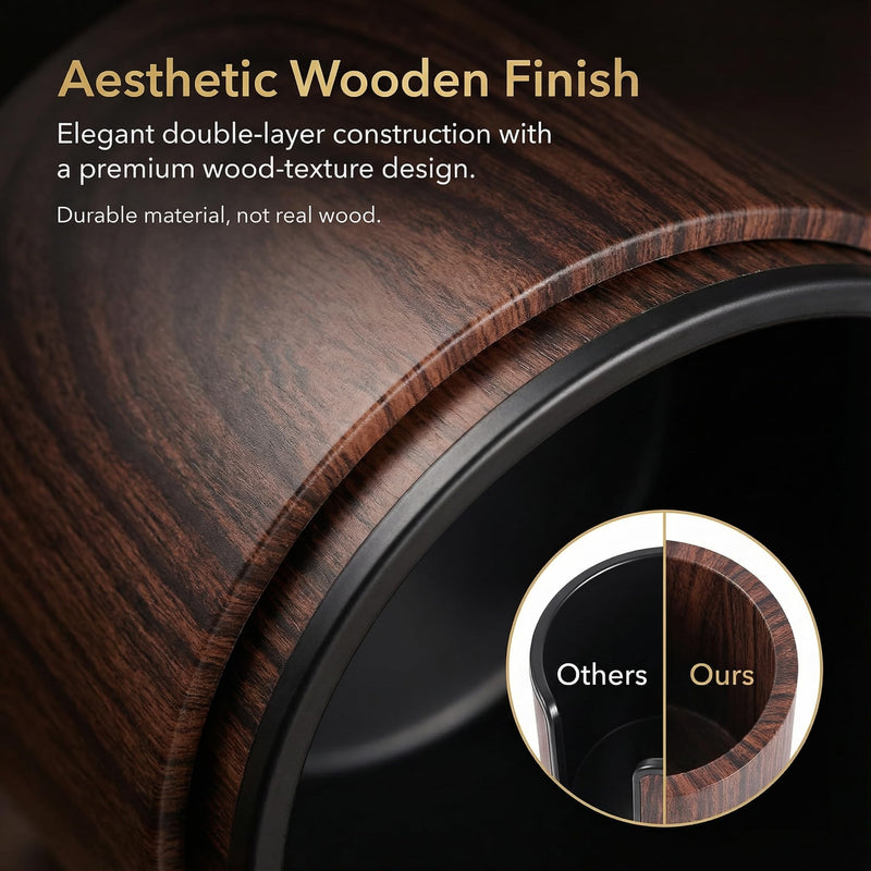 Luxury 2-in-1 Desk Cup Holder with Headphone Hanger for Office, Home, Gaming(Wooden Design) WOODEN DESIGN