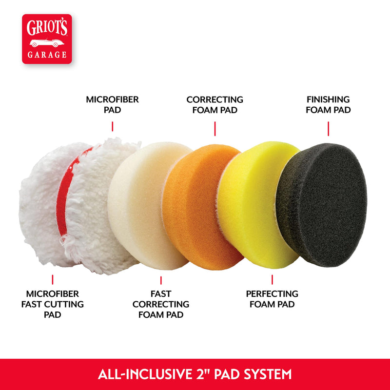 Griot's Garage BOSS 2" Orbital Conversion Kit for Car Polishing and Detailing, Compatible with G8 Mini Random Orbital, Includes Extension Backing Plate, Microfiber and Foam Buffing Pads 2" Conversion