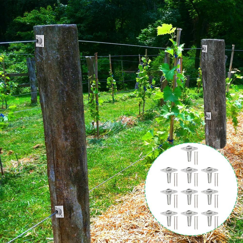 10Pcs Aluminum Trellis, Anchors Wire Tighteners Includes Screws | One Way Wire Tightening Anchors for 8–11 Gauge Wire, Vineyard Fence Trellis Support System, Heavy Duty Use