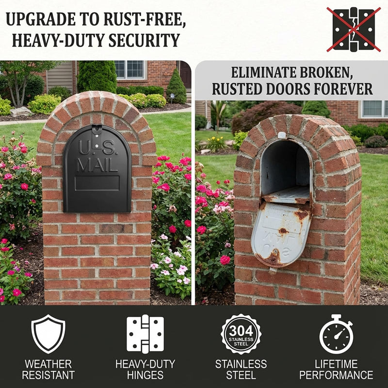 Mailbox Door Replacement Panel-6 1/4"(W) x 8 1/4"(H), Black Metal Snap-in Front Panel with Flat-Head Screws Easy Installation Kit Fits Many Curbside Standard Residential Mailboxes Brick Mailbox