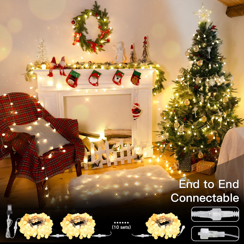 suddus String Lights for Bedroom, 33ft 100 Led Connectable Globe String Lights Indoor, Hanging Fairy Lights Plug in with Remote for Kids Room Dorm Classroom Outdoor Christmas Tree Decor, Warm White 100 LED CONNECTABLE - PLUG