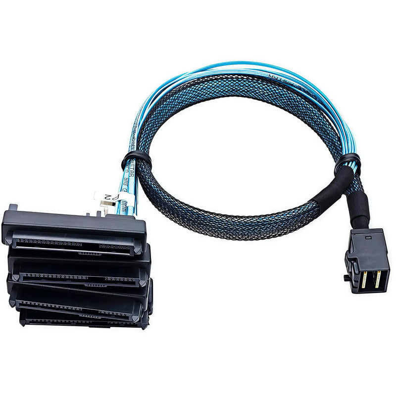 2PCS SFF-8643 to 4X SFF-8482 Mini SAS HD Breakout Cable 1.6ft/0.5m, 12Gbps SAS3, 29+15 Pin Power; Forward Cable for RAID/HBA to Four SAS HDD/SSD; Compatible with LSI 9300-8i, Broadcom 9400-8i 2PCS 1.6ft-8643 to 8482 4×SAS