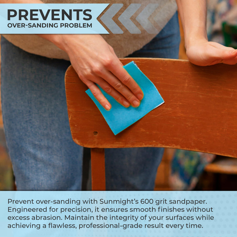 Sunmight 600G Grip 25 Flexible Sanding Sheets - Premium Aluminum Oxide - Flexible Sandpaper Film Backing - Ceramic Alumina Grit - Sandpaper for Wood, Metal, Plastic & Automotive Blue