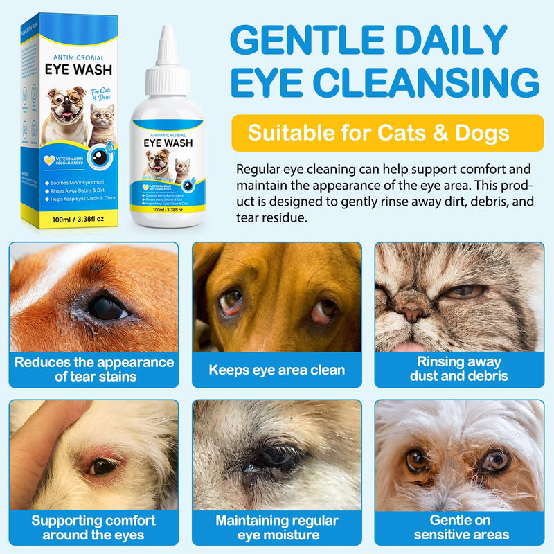 Daiasns Cataract Drops for Dogs, Eye Drops for Eye Infection Treatment, Relieving Itching & Irritation, Vet-Recommended Pink Eyes and Tear Stain Cleaner for Dogs and Cats - 3.38oz